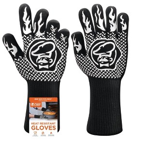Commercial Chef Heat Resistant Oven Mitts - 1472°F Baking Cooking Gloves, Non-Slip, Machine Washable - 1 of 4