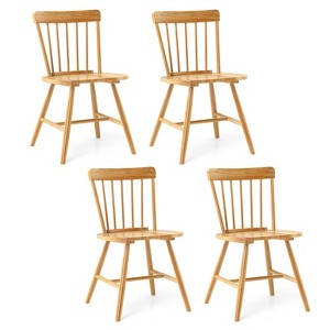 Tangkula Dining Chairs Set of 4 Farmhouse Kitchen Chair w/ Rubber Wood Frame Wide Seat - 1 of 4