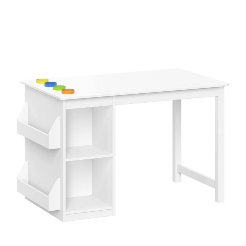 Kids Desk with Six Fabric Storage Bins, Multiple Colors 