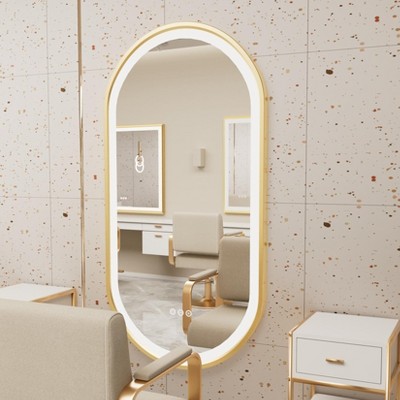 ARTLOGE LED Bathroom Mirror with Demister & Touch Sensor Modern Wall Mirror Golden Frame