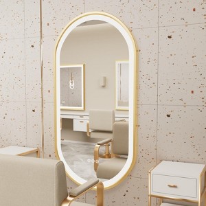 ARTLOGE LED Bathroom Mirror with Demister & Touch Sensor Modern Wall Mirror Golden Frame - 1 of 4