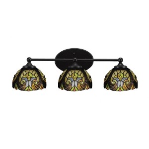 Toltec Lighting Capri 3 - Light Vanity in  Matte Black with 7" Ivory Cypress Art Glass Shade - 1 of 1