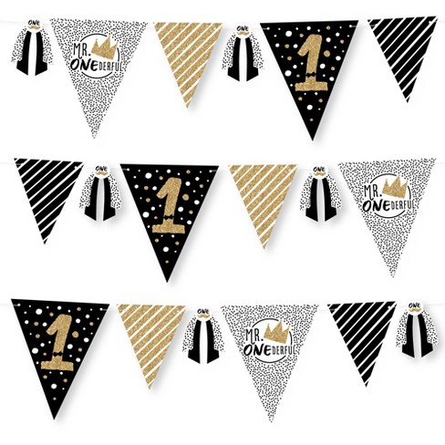 Big Dot Of Happiness 1st Birthday Little Mr. Onederful - Diy Boy First  Birthday Party Pennant Garland Decoration - Triangle Banner - 30 Pieces :  Target