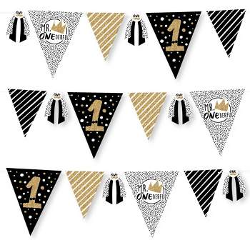 Big Dot of Happiness 1st Birthday Little Mr. Onederful - DIY Boy First Birthday Party Pennant Garland Decoration - Triangle Banner - 30 Pieces