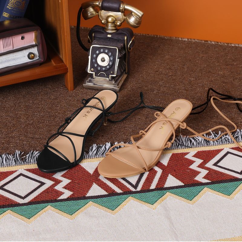 Allegra K Women's Lace Up Strappy Stiletto Heel Sandals, 2 of 7