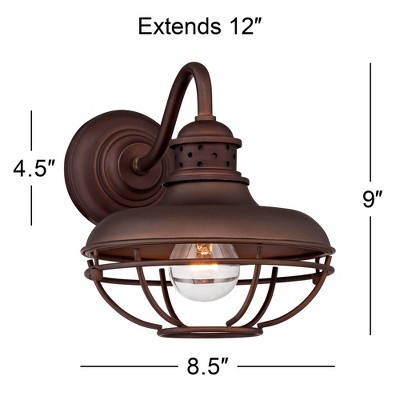 Franklin Park Bronze 9" Industrial Outdoor Wall Lights Set of 2