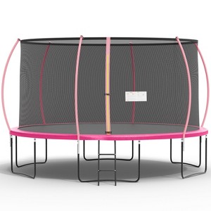 FDW 8/10/12/14FT Trampoline with Enclosure Net Outdoor Jump Rectangle Trampoline - ASTM Approved-Combo Bounce Exercise Trampoline - 1 of 4