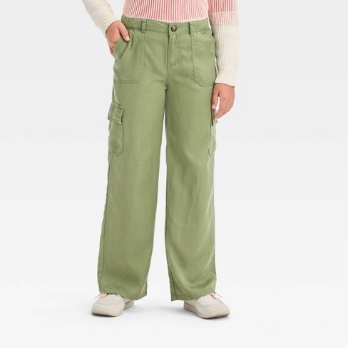 Girls' Wide Leg Cargo Pants - Cat & Jack™ Green Xs : Target