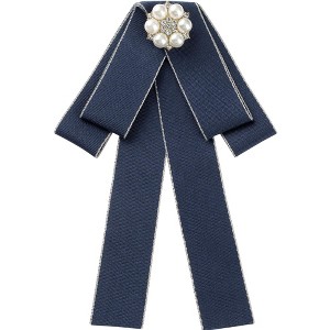 INSPIRE CHIC Women's Ribbon Rhinestone Bowknot Pre-Tied Brooch Bow Ties - 1 of 4