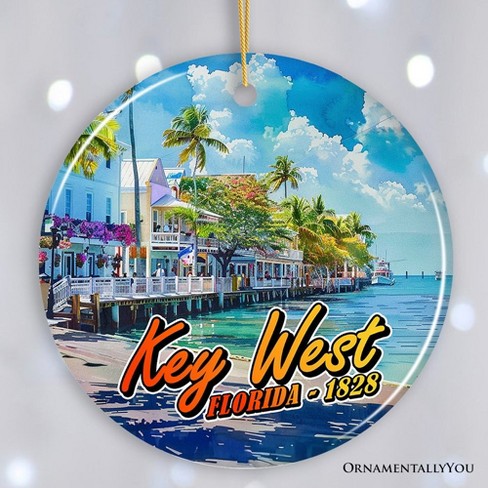 Artistic Key West Ceramic Ornament, Tropical Florida Vacation and Beach Paradise Christmas Souvenir| OrnamentallyYou - image 1 of 4