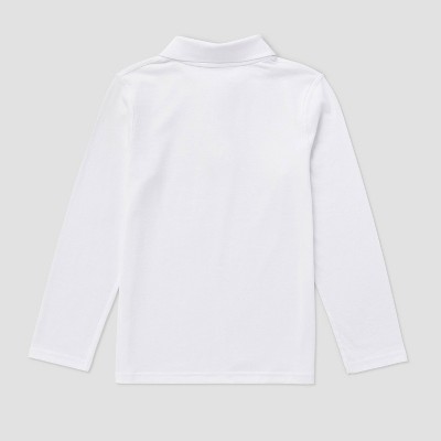 Cat & Jack Boys' 2pk Adaptive Long Sleeve Uniform Polo Shirts - Cat & Jack™ White — фото 2