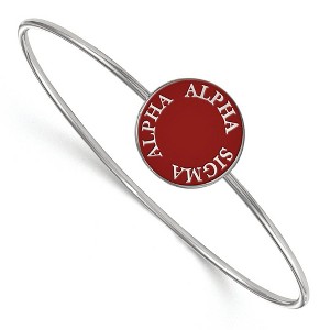 Black Bow Jewelry Sterling Silver Alpha Sigma Alpha Greek Life Bangle Bracelet 8 Inch - 1 of 3