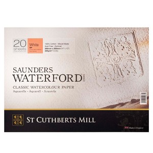 St Cuthberts Saunders Waterford Watercolor Block, Hot Pressed, White, 140lb/300gsm, 20 Sheet, 14x10 inch, 1 Count - 1 of 4