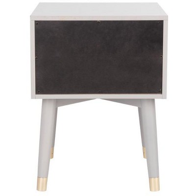 Retro Grey and Gold 2-Drawer 26" Nightstand with Metallic Accents