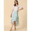 Allegra K Women's Floral Elastic Waist Flowy High Low Hem Layered Ruffle Skirt - 4 of 4