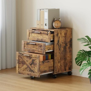 3-Drawer File Cabinet with Lock, Mobile Under Desk Filing Cabinet for Home Office, Wood Storage Organizer for Letter/A4/Legal Size Documents - 1 of 1