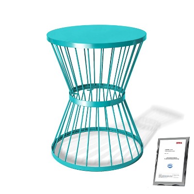 LOEHAVIT Outdoor Side Table Metal Round End Table Waterproof Modern Small Patio Table for Outside Garden Balcony Yard