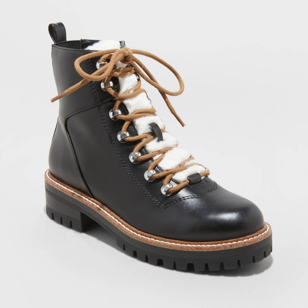 Women's Leighton Hiking Boots with Memory Foam Insole - A New Day™ Black 9.5