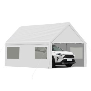 Aoodor  Vehicle Carport Canopy Portable Garage Party Canopy Tent Boat Shelter, Heavy Duty Metal Frame - 1 of 4