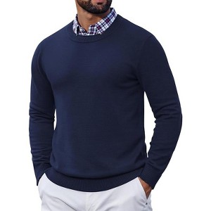 COOFANDY Mens Crewneck Sweater Pullover Knit Sweater Lightweight Sweaters with Ribbing Edge - 1 of 4