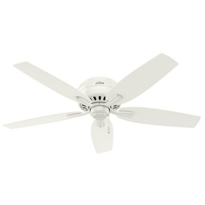 52" White Low Profile Ceiling Fan with LED Light