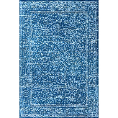 Azul Filigree Blue and White Synthetic Area Rug