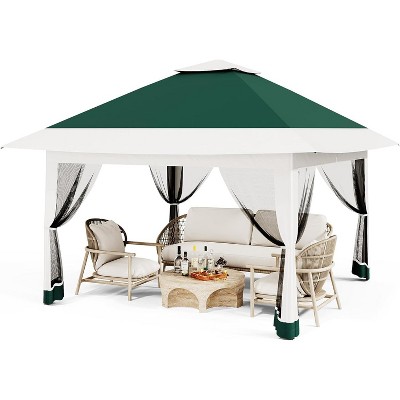 13x13 Pop Up Canopy Tent, Instant Portable Shelter for Outdoor Backyard Parties Heavy Duty Foldable Gazebo with Mosquito Netting with Carrying Bag