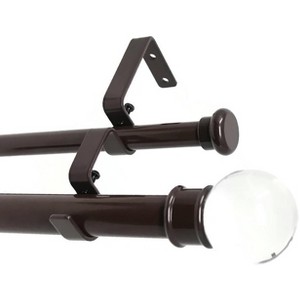 Urbanest Crystal Ball Flat Button 1-inch 5-8 inch Double Drapery Curtain Window Rod Set - 1 of 4