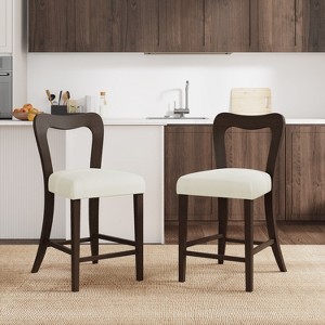 Okak Set of 2 Counter Height Bar Stools for Dining Rooms,Upholstered Heart-Shaped Hollow Back Counter Bar Stools Without Arm - 1 of 4