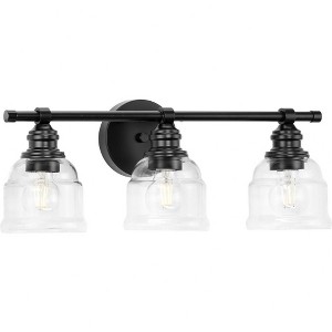 Progress Lighting Ambrose 3-Light Vanity Light, Matte Black, Clear Glass Shades - 1 of 1