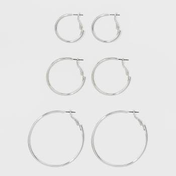 Hoop Earring Set 3ct - A New Day™ Silver : Target