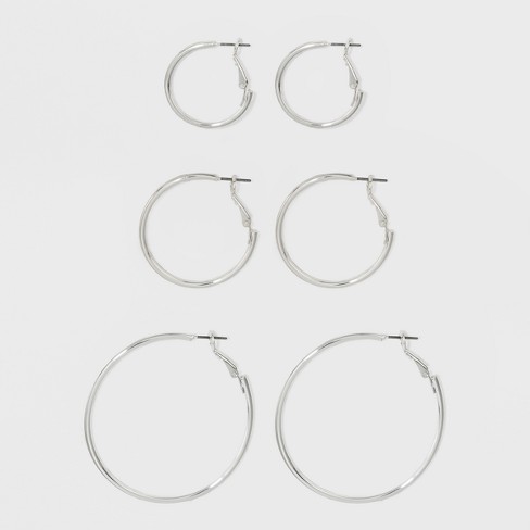 Sterling Silver Hoop Earring - Silver : Target