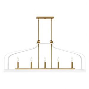 Savoy House Sheffield 5 - Light Chandelier in  White/Warm Brass - 1 of 4