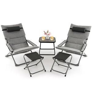 Tangkula 5-Piece Patio Sling Chair Set Folding Lounge Chairs w/ Coffee Table Yard, Poolside - 1 of 4