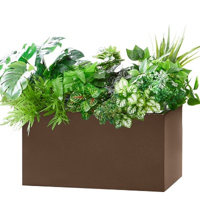 Wallowa Weather Resistant Seamless Metal Flower Box with Drainage Hole and Modern Design Espresso