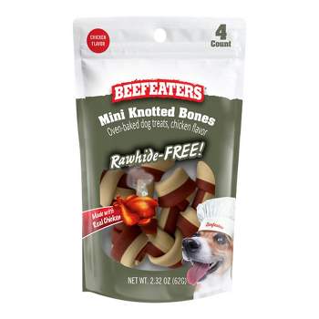 Beefeaters Mini Knotted Bones, Rawhide Free, 4ct, Case of 12