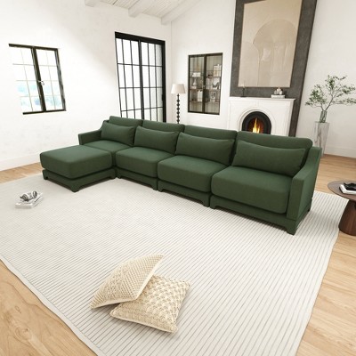 Christopher Knight Home Cara 142" Chenille Upholstered L-Shape Sectional Sofa