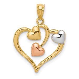 Black Bow Jewelry 14k Yellow & Rose Gold with White Rhodium Three Hearts Pendant, 19mm - 1 of 4