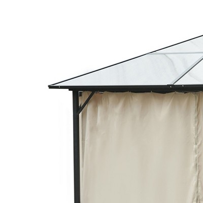 Beige Outdoor Polyester Gazebo Sidewall Set with Hooks