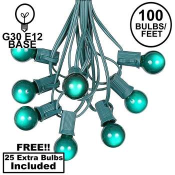 Novelty Lights 100 Feet G30 Globe Outdoor Patio String Lights, Green Wire