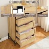 Rattan Openwork 5-Drawer Chest – Farmhouse Modern Bohemian Tall Cabinet & Storage Organizer for Bedroom, Living Room, Entryway, Black - 4 of 4
