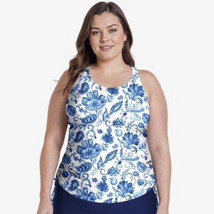 Women's Calypsa Maya Tankini Swim Top With Removable Cups - 1 of 4