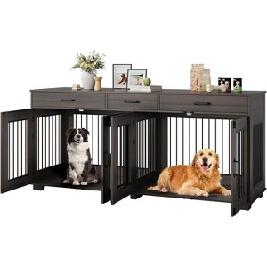 71"Large Dog Crate for 2 Dogs,Dog Cage Furniture with 3 Drawers for Storage Space,Furniture Style Indoor Dog Crate&TV Stand,for Large Medium Dogs - 1 of 4