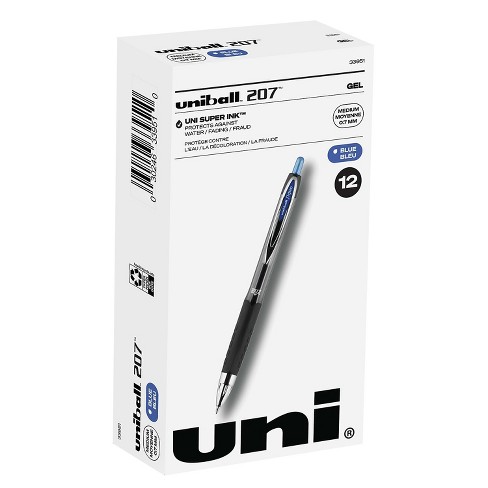 Uni-Ball Signo 207 Retractable Gel Pen Blue Ink 0.7mm Dozen