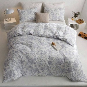 Vintage Flower Duvet Cover Set, 100 Cotton Queen Size, Breathable Soft Floral Pattern Quilt Cover - 1 of 4
