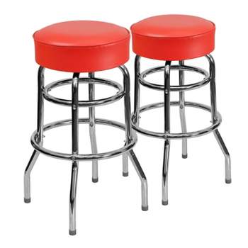 Emma and Oliver 2 Pack Double Ring Chrome Barstool