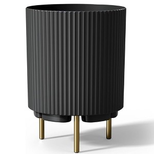 FURNIinspire Planters, Round Flower Pot with Stand, Modern Plant Pots for Office Living Room or Garden Balcony, Black, 16"*14.8"*20.3" - 1 of 4