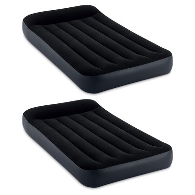 Intex Dura Beam Pillow Rest Classic Inflatable Blow Up Mattress Air Bed with Internal Built In Pump, Twin (2 Pack)