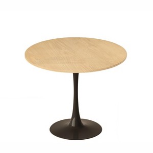 Gulches 24" Mini Round Dining Table, Natural Wood MDF Top with Steel Tulip Base, Multi-Functional for Small Spaces/Kitchen - 1 of 4