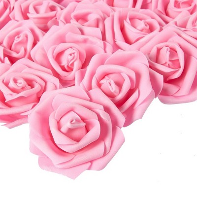 Juvale Rose Flower Heads - 100-Pack Artificial Roses, Perfect Wedding Decorations, Baby Showers, Crafts - Pink, 3 x 1.25 x 3 inches